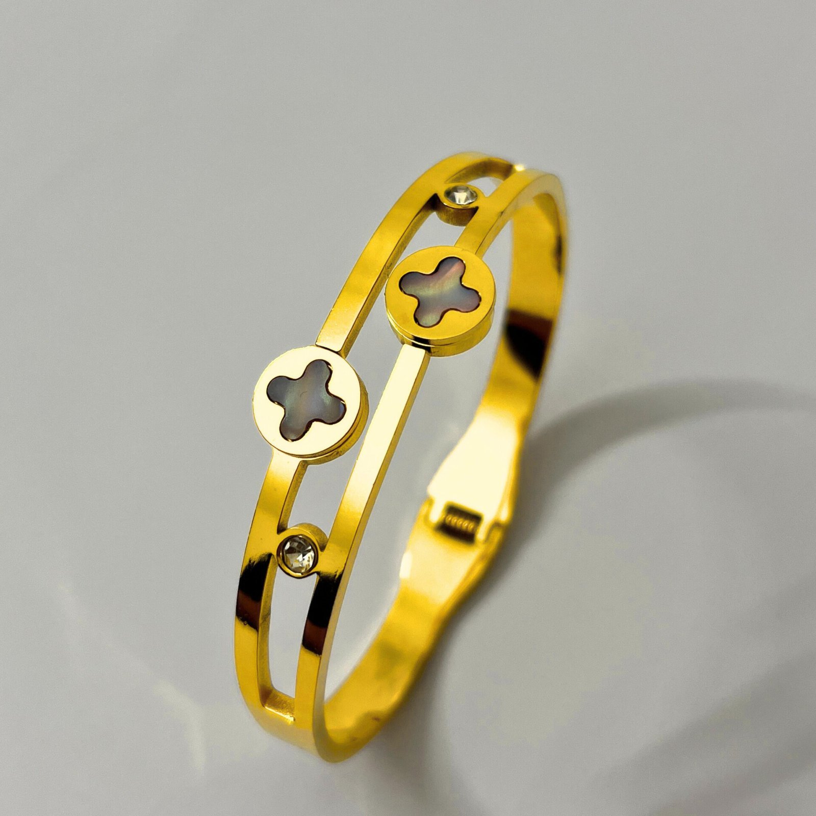 Gold-Plated Stainless Steel Bangle Bracelet - Image 7