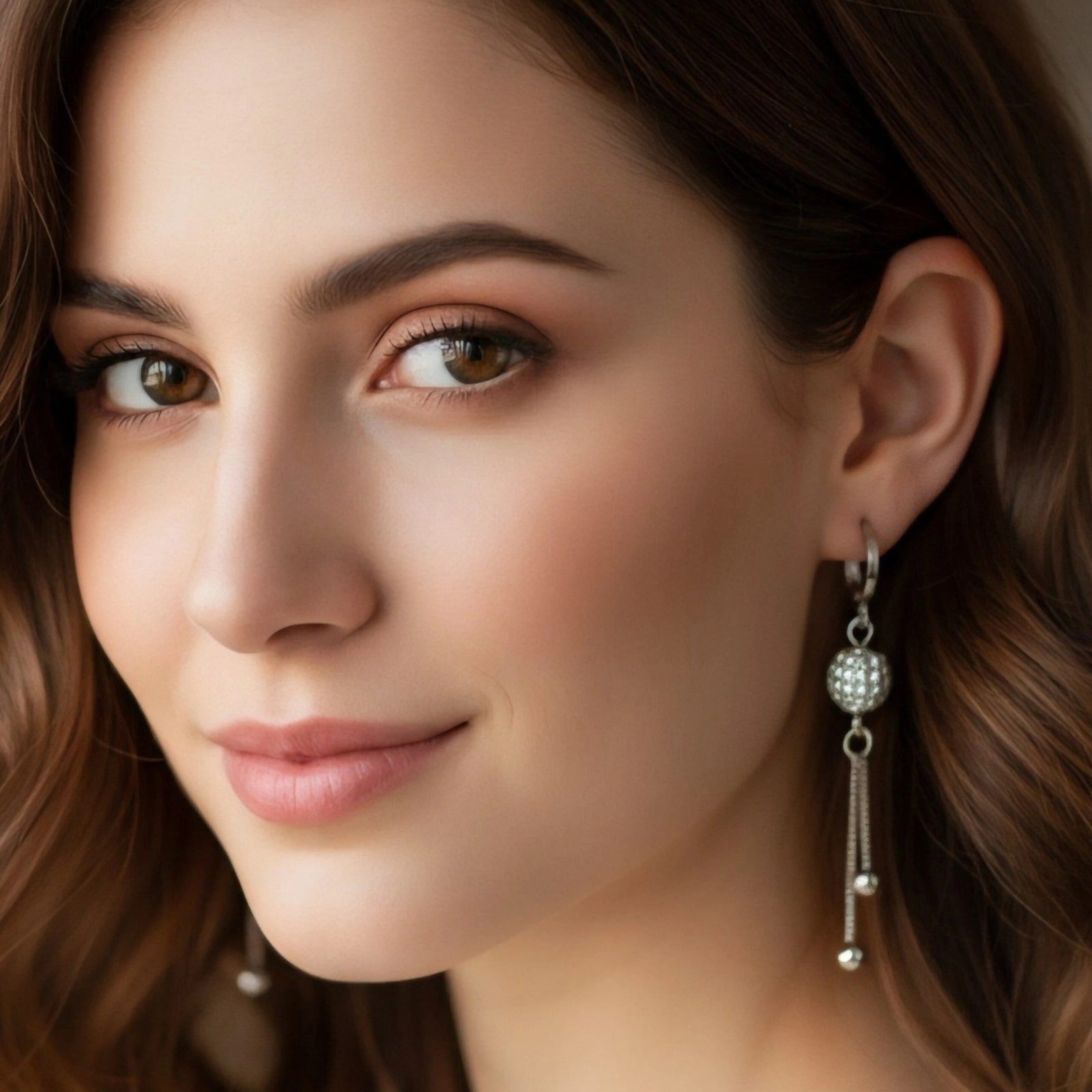 Silver Zircon Ball Earrings - Image 5