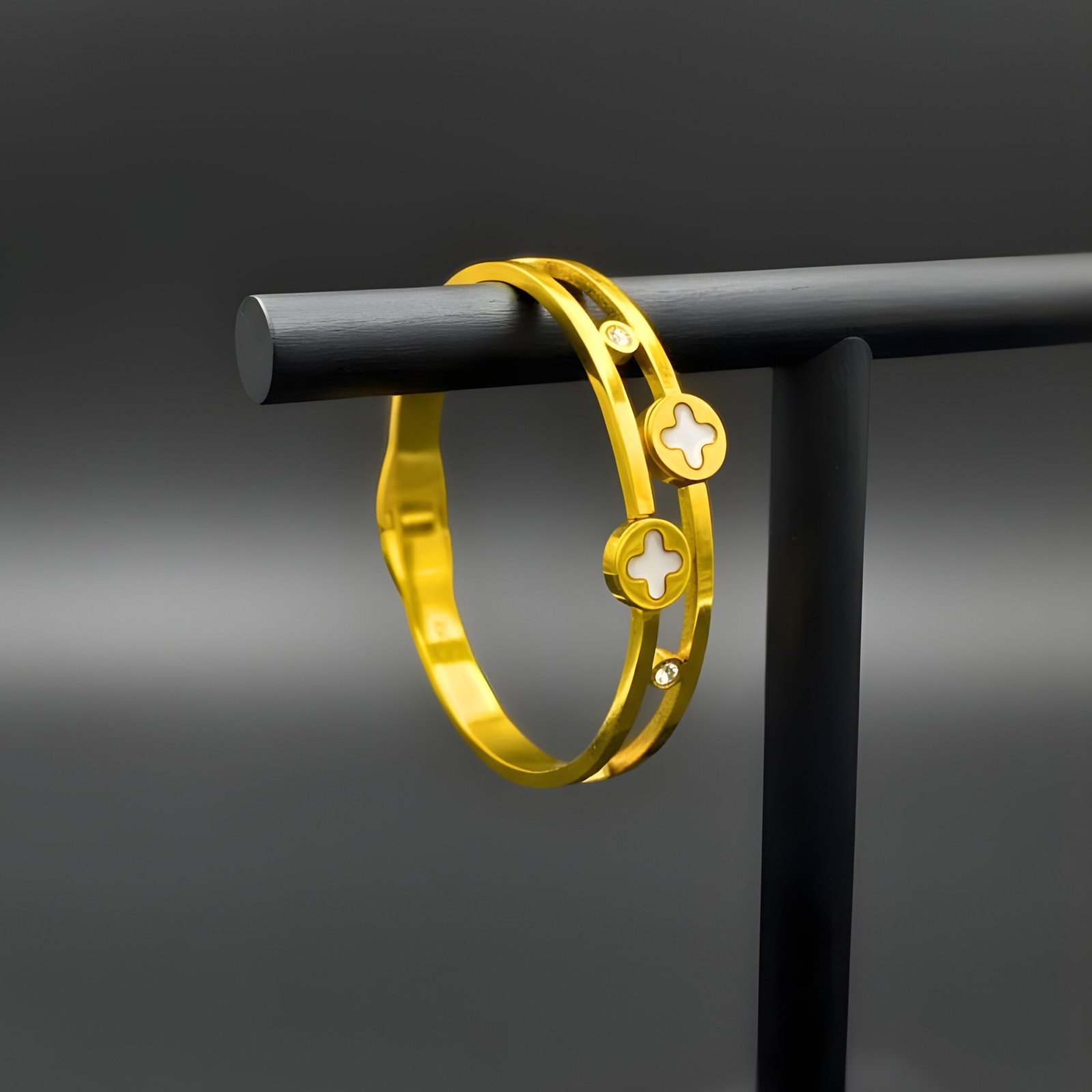 Gold-Plated Stainless Steel Bangle Bracelet - Image 5